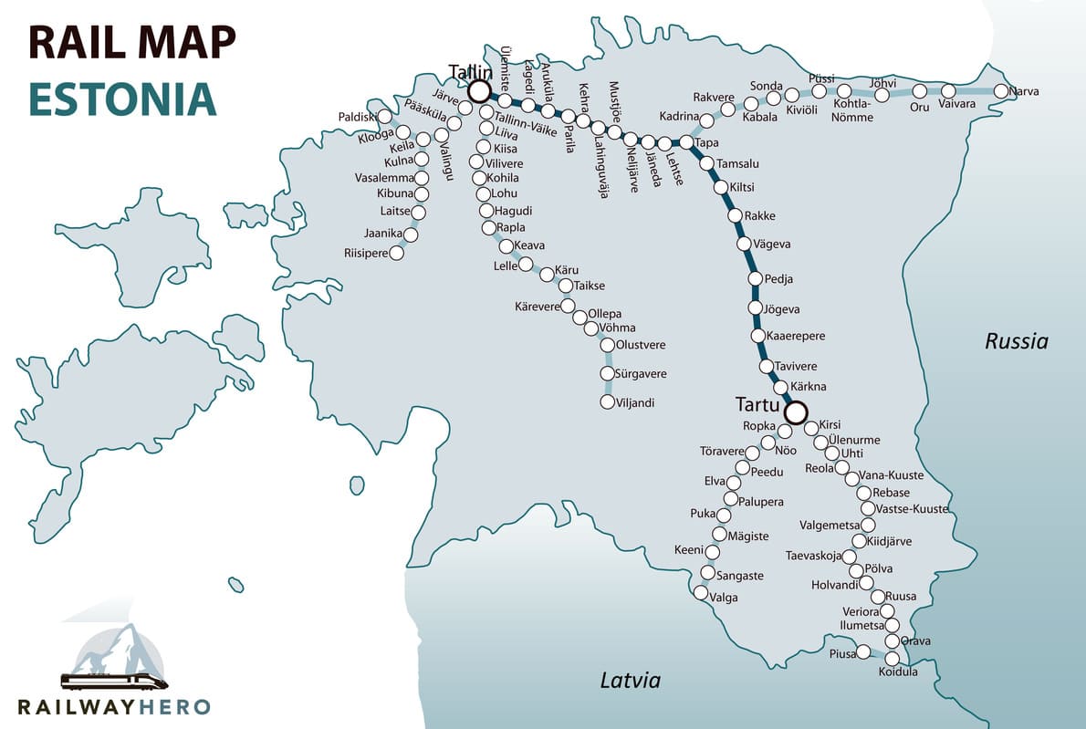 Estonia Rail Map