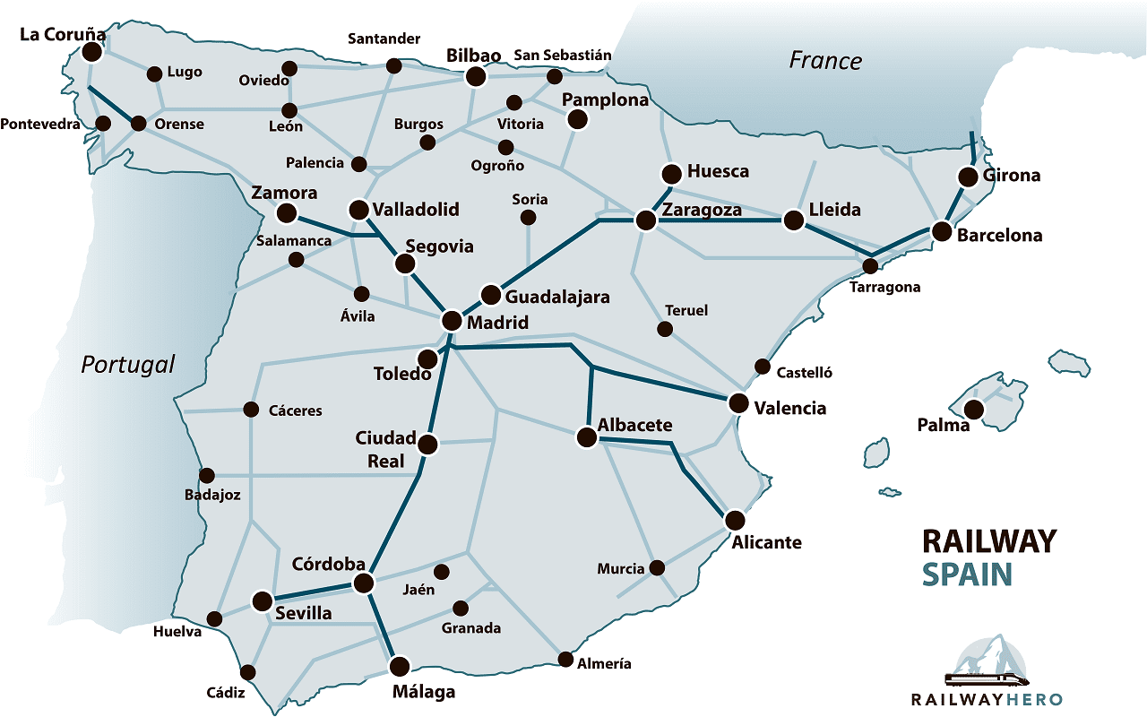 Spanien Eisenbahnkarte