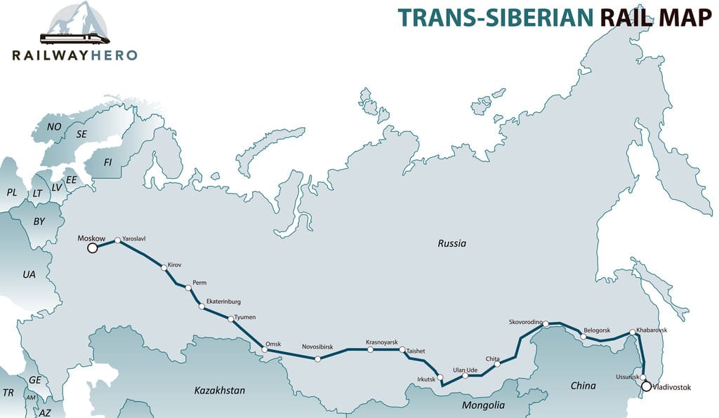 Trans Siberian Railway Tour Map